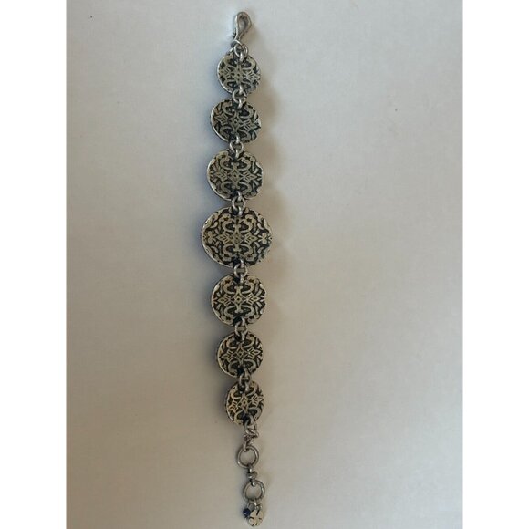 Lucky Brand Bracelet Boho Southwestern Style Blue Oval Cabochons Silver Tone - Picture 7 of 8